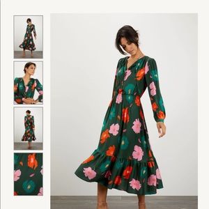 Tucker - Juliette Dress - Evergreen Poppies - Size Large